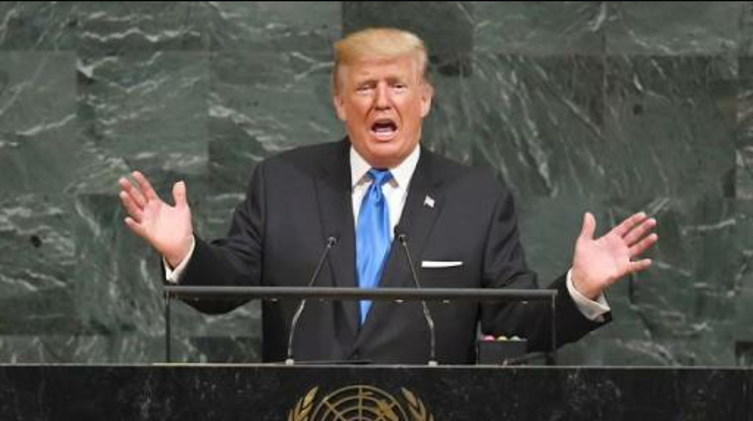 الرئيس ترامب أثناء خطابة بالأمم المتحدة