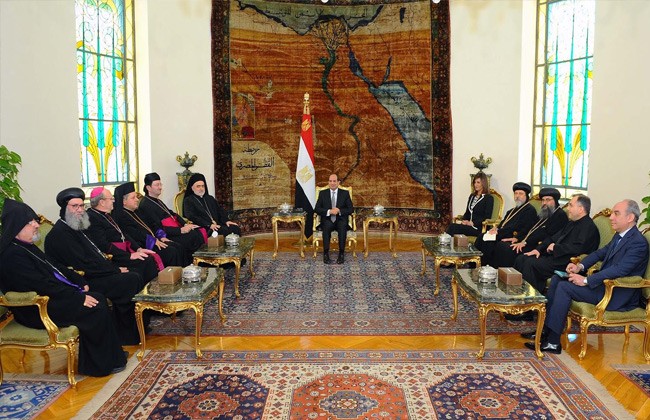 الرئيس السيسى مع وفد الكنائس الأمريكية