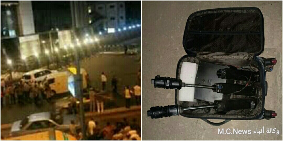 موقع الحادث وصور الثلاث قنابل بدائية الصنع