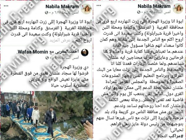 وزيرة الهجرة السفيرة نبيلة مكرم ترد على الساخرين من صورة السجادة