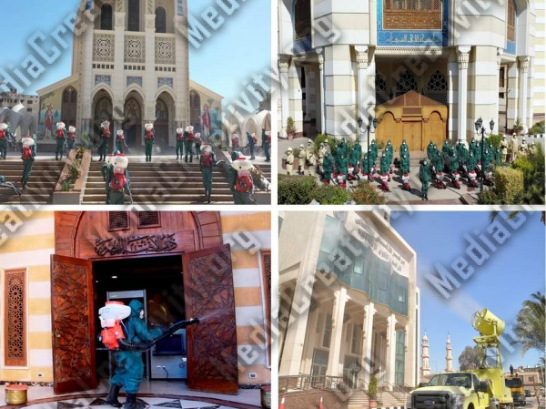 القوات المسلحة تطهر الأزهر ودار الإفتاء والكاتدرائية للوقاية من فيروس كورونا