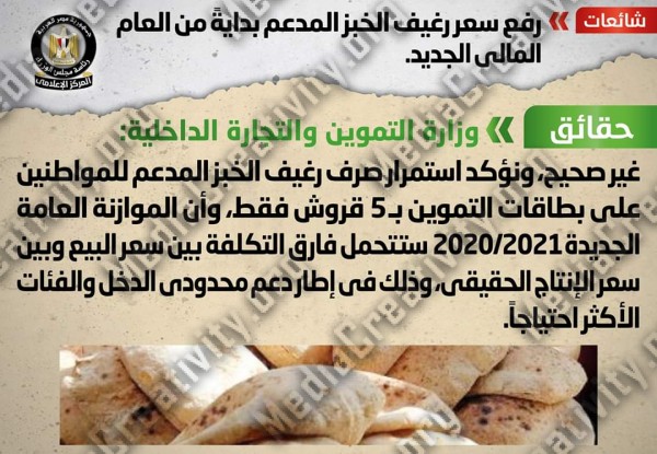 الوزراء توضح حقيقة رفع سعر رغيف الخبز المدعم مع بداية العام المالي الجديد
